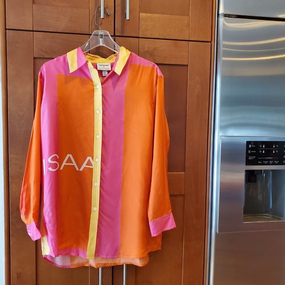 Isaac Mizrahi Target Silk Color block Tunic womens size XS Oversized - Picture 3 of 8